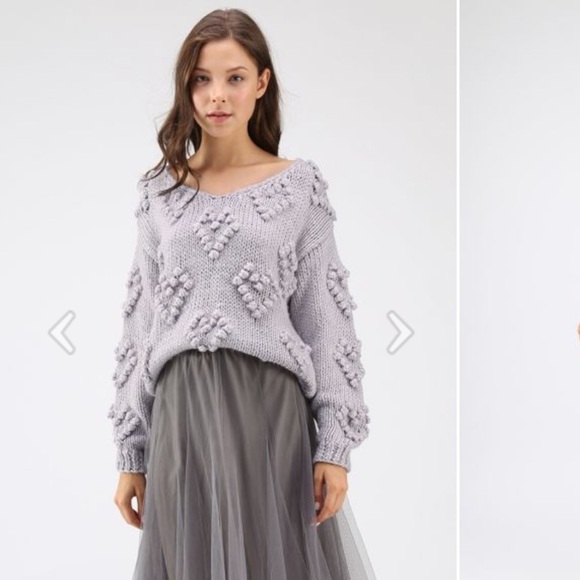 Bloggers favourite chic wish lavender bubble heart 3d sweater - Picture 2 of 8